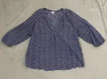 Joie Blue Silk Abstract Patterned Blouse EUC Size S