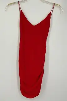 NWT, Luvalot Red Mini Dress, ruching at sides and back, sparkle, body con size 6