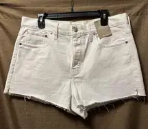 NWT Madewell Woman’s Relaxed Denim Shorts Mid-rise White Size 29 ButtonFly