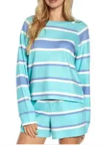 Wildfox Blue Striped Sweatshirt & Short Lounge Set Sz M NWT