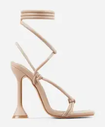 Ego Fiat Faux Leather Lace‎ Up Square Toe Sculptured Heel in Nude Size 7