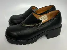 Double H chunky lug sole shoes black leather women's size 6 vintage retro Y2K