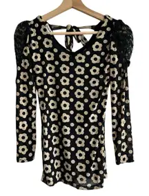 Paco Rabanne VTG Y2K floral shiffon lace shoulders top Grunge Whimsigoth L