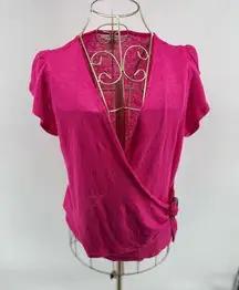 Banana Republic Women’s Short Sleeve Linen Wrap Shirt With Buckle Size Medium