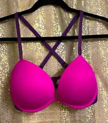 PINK Victoria’s Secret Wear Everywhere super push-up, bright magenta pink, 32DD