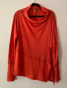 We The Free Orange Pink Mockneck Oversized Top Bohemian Women's size Medium