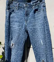 Lucky Brand Bridgette Skinny Jean Leopard Print Distressed Women’s Sz 8/29