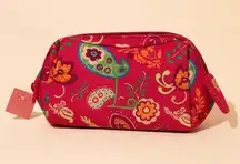 Boho Quilted Cosmetic Floral  ‘L’ Pink Women's Bag Paisley Zip Case