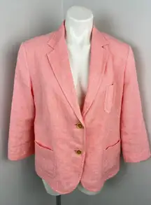 Women’s Talbots Pink Linen Blend Lightweight Summer Blazer 14
