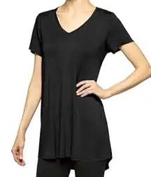 NWT HUE Black Short Sleeve V-Neck Legging Tee Size Small