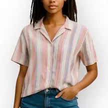 Sincerely Jules Striped Boxy Button Down Shirt