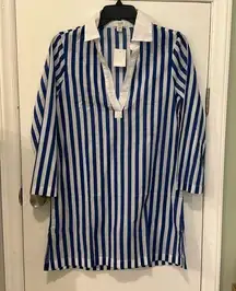 NWT J Crew: Polo Tunic Cover-Up in Blue/White Stripe