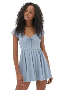 Urban Outfitters Blue Floral Print Mesh Playsuit Romper