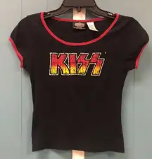 Vintage‎ 2005 Winterland KISS Rock Band women’s crop  T-Shirt top