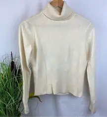 Covington Women's 100% Cashmere Ivory Turtleneck Long Sleeve Sweater M