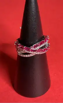 Bomb Party RBP7752 “Delight Me” Lab Created Ruby on Rhodium Size 9 Ring NWT