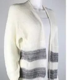 Wild Pearl Knit Ivory Cardigan Gray Stripes