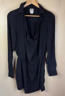 Haute‎ Hippie Silk Black Cowl Neck Size Medium Tie Waist Formal LS Dress Dressy