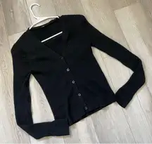 Uniqlo Wool Cardigan ribbed crop womens Black (medium) minimalist basic classic