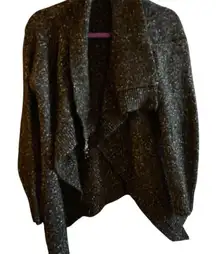 Women's Gray Knit Cardigan Sweater M‎ Unique Clasp Casual