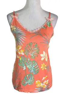 Nanette Lepore Loungewear Top Women Size M Bows‎ Floral Tropical Print PJ