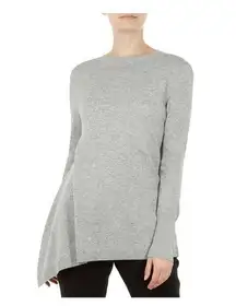 Ted Baker Heathered Grey Misiya Wool Blend Asymmetrical Hem Sweater 4 US 10