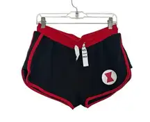BLACK WIDOW Her Universe MARVEL Fleece Activewear Running Shorts Black Red M