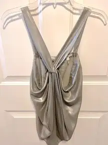 7 for all mankind silver shimmer drape high-low tank XS/S
