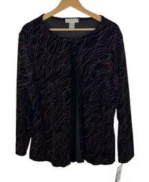 NWT Notations Embellished Velvet Jacket Size 1X Black Red Glitter Holiday Party