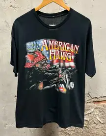 The Great American Hog Black Biker Y2K Short Sleeve Tee XL Harley Motorcycle