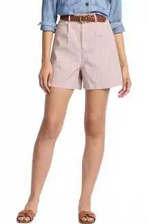 Vigoss Selena Trouser Short Stripe Cotton Bermuda Shorts Light Pink NWT Size 26