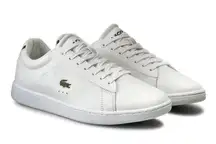 Lacoste Carnaby Leather Lace Up Low Top Athletic Sneakers White Women's Size 7.5