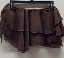 Zuliana Size Small Brown Ruffle Side Tie Skirt. Made in USA. New With Tags