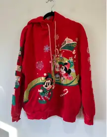 Disney Parks 2024 Mickey Mouse and Friends Christmas hoodie size M red