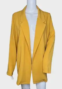 Lush Blazer Womens Medium Yellow Boyfriend Fit Open Front Slouchy Career Casual‎