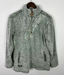 Simply Southern Sherpa Pullover L Gray Fleece Quarter Zip Cozy Preppy Granola