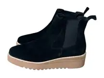 Anthropologie‎ Silent D Uvika Black Suede Platform Chelsea Boot Womens Size 10