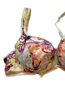 CACIQUE‎ Womens Underwire Bra Light Padding Floral Pattern Adjustable Straps 42D