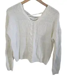 Full Circle Trends Lace Up Back Sweater Women Sz‎ Med