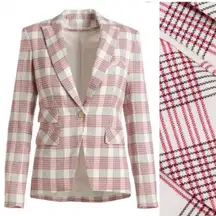 Veronica Beard Khan Check Dickey Jacket Blazer Linen