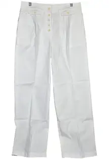 J. Crew Pleated button-front pant‎ in chino White 8 NWT