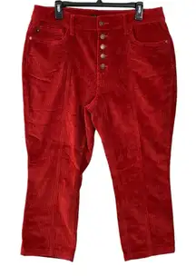 Judy Blue Button Fly‎ Burnt Orange-ish Red Corduroy Ankle Straight Leg Pants 16W