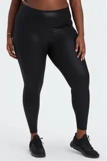 NWT Fabletics Oasis PureLuxe High Waisted Black Fog Foil Leggings