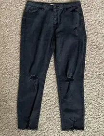 KanCan 11/29 black high waisted distressed raw hem jeans