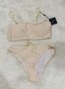 ZAFUL Women's‎ Cream and Tan Bikinis Tankini Set 2 Piece Swimsuit Size 6 NWT