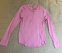 SKIMS RARE  Size XL Bubblegum Cotton Ribbed Henley Long Sleeve Button Up Shirt