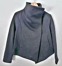 LUCY | Activewear Jacket Asymmetrical Lines Wrap Coat Charcoal Soft | Size Small