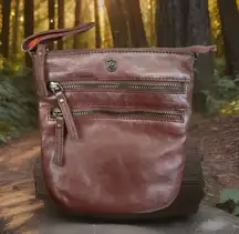 Women'S Vintage Leather Crossbody Sling Bag, Travel Purse. Handmade. 8” X 7.5”