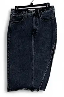 Abercrombie & Fitch Low Rise High-Slit Midi Black Washed Denim Skirt size 6