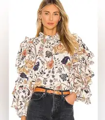 Ulla Johnson Pippa Floral Ruffle Long Sleeve Blouse